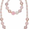 Pinky Pearl Necklace Bracelet Set