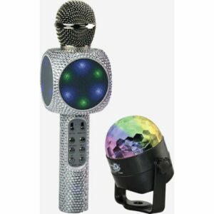 Silver Bling Karaoke Mic & Disco Ball Combo