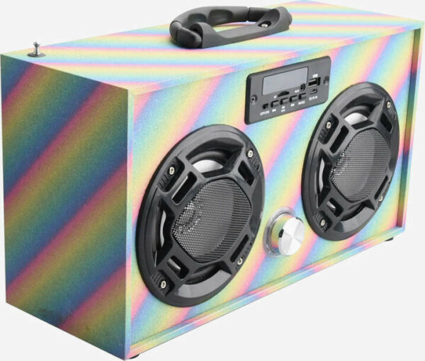 Bluetooth FM Radio W LED Speakers Rainbow Glitter Boombox