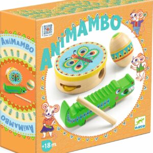DJECO Animambo Tambourine, Maracas, Guiro Instrument Set