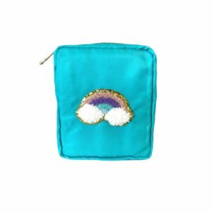 Small Teal Rainbow Cosmetics Bag