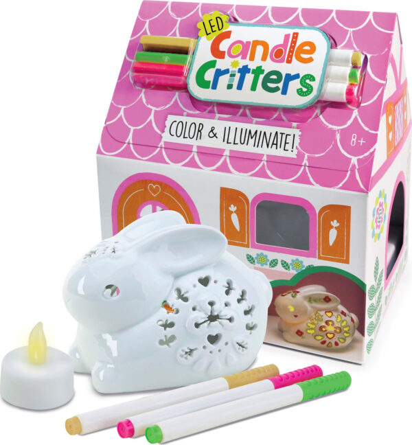LED Candle Critters- Bunny Light Up Ceramic Coloring Activity Kit