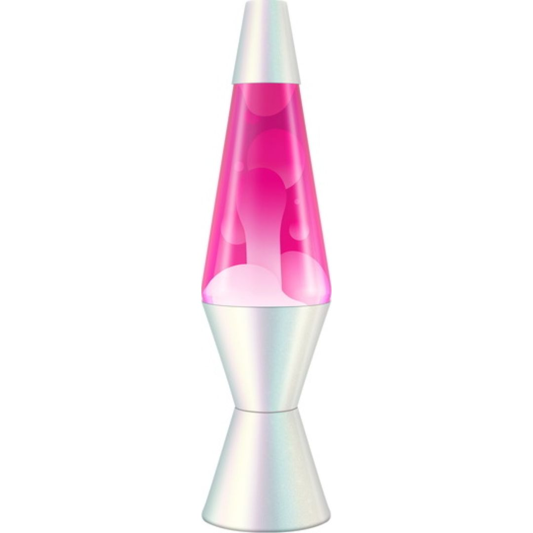Lava Lamp Opalescent White Pink 14.5in