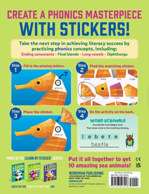 Learn by Sticker: More Phonics: Use Phonics to Create 10 Sea Animals!