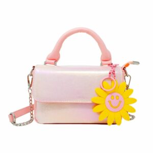 Shiny Baguette Pink Daisy Purse