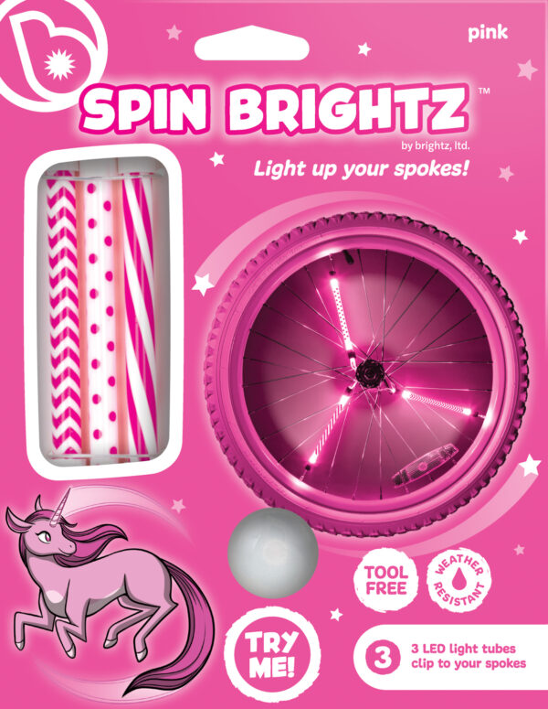 Spinbrightz Kidz Pink Led Bicycle Spoke Light Tubes