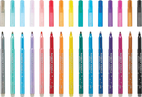 Rainbow Sparkle Glitter Markers - Set of 15