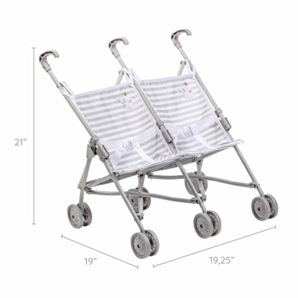 Twin Umbrella Baby Doll Stroller Elephant Gray