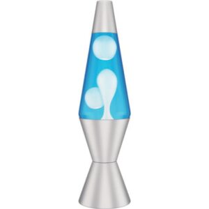 Lava Lamp White, Blue, and Silver 14.5in