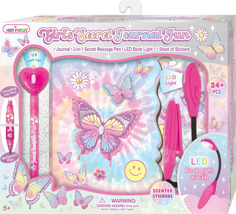 Girl's Secret Journal Fun, Tie Dye Butterfly