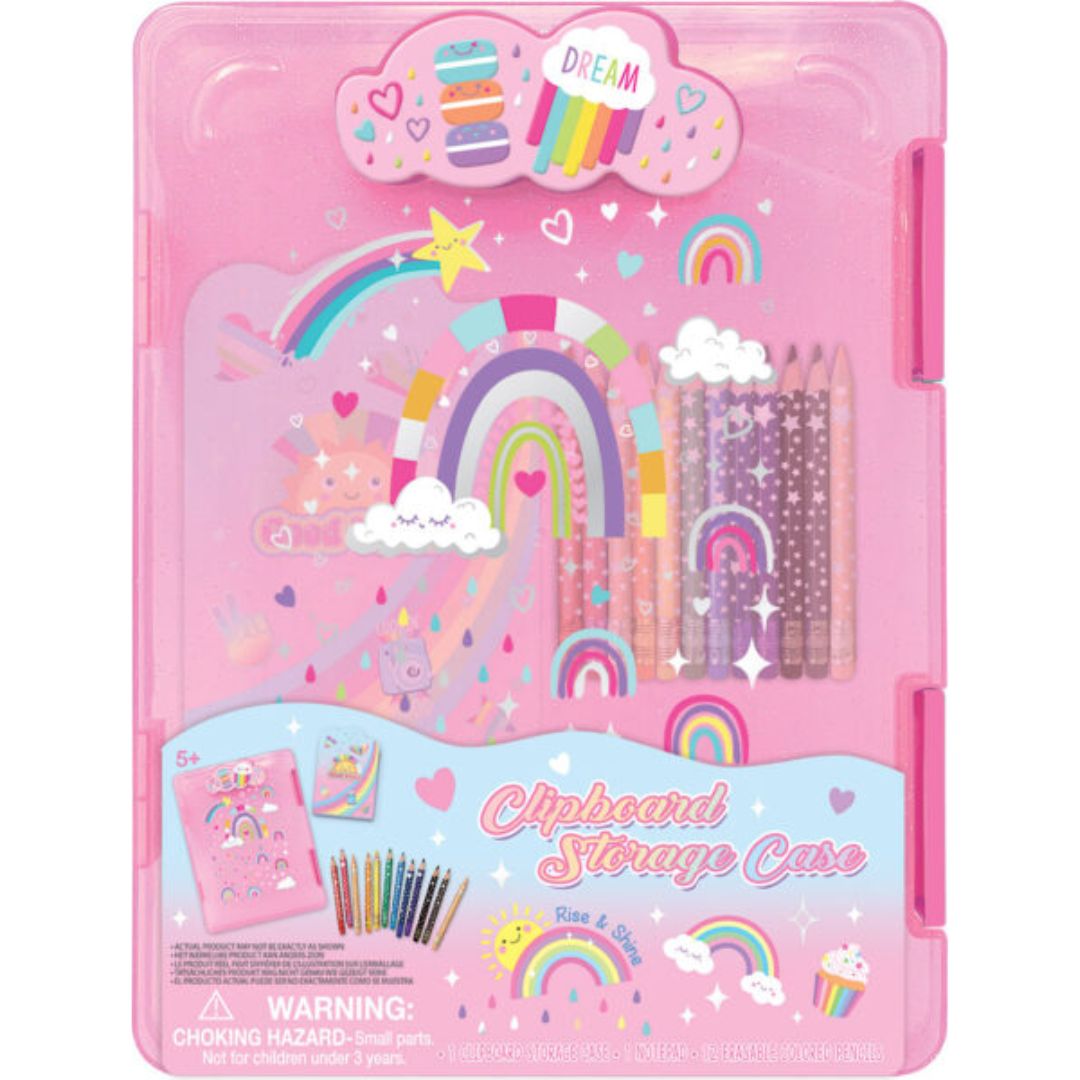 Clipboard Storage Case Pink Rainbow