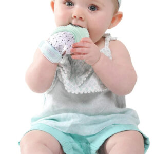 Munch Mitt Baby Teething Mitten (Mint Green Triangles)