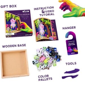 OKTO Little Worlds - Bat - Foam Air‑Dry Clay Wooden Art Kit (-8.3" Square) - Ages 8+