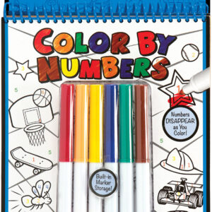 On the Go Color by Numbers Kids' Design Boards With 6 Markers - Playtime, Construction, Sports, and