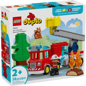 Lego Duplo 10473 Fire Truck with Hose and Firefighter