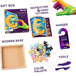 OKTO Little Worlds - Bunny on the Moon - Foam Air‑Dry Clay Wooden Art Kit (8.3" Square) - Ages 8+