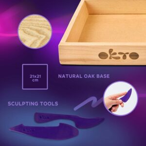 OKTO Little Worlds - Bunny on the Moon - Foam Air‑Dry Clay Wooden Art Kit (8.3" Square) - Ages 8+