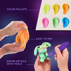 OKTO Little Worlds - Bunny on the Moon - Foam Air‑Dry Clay Wooden Art Kit (8.3" Square) - Ages 8+