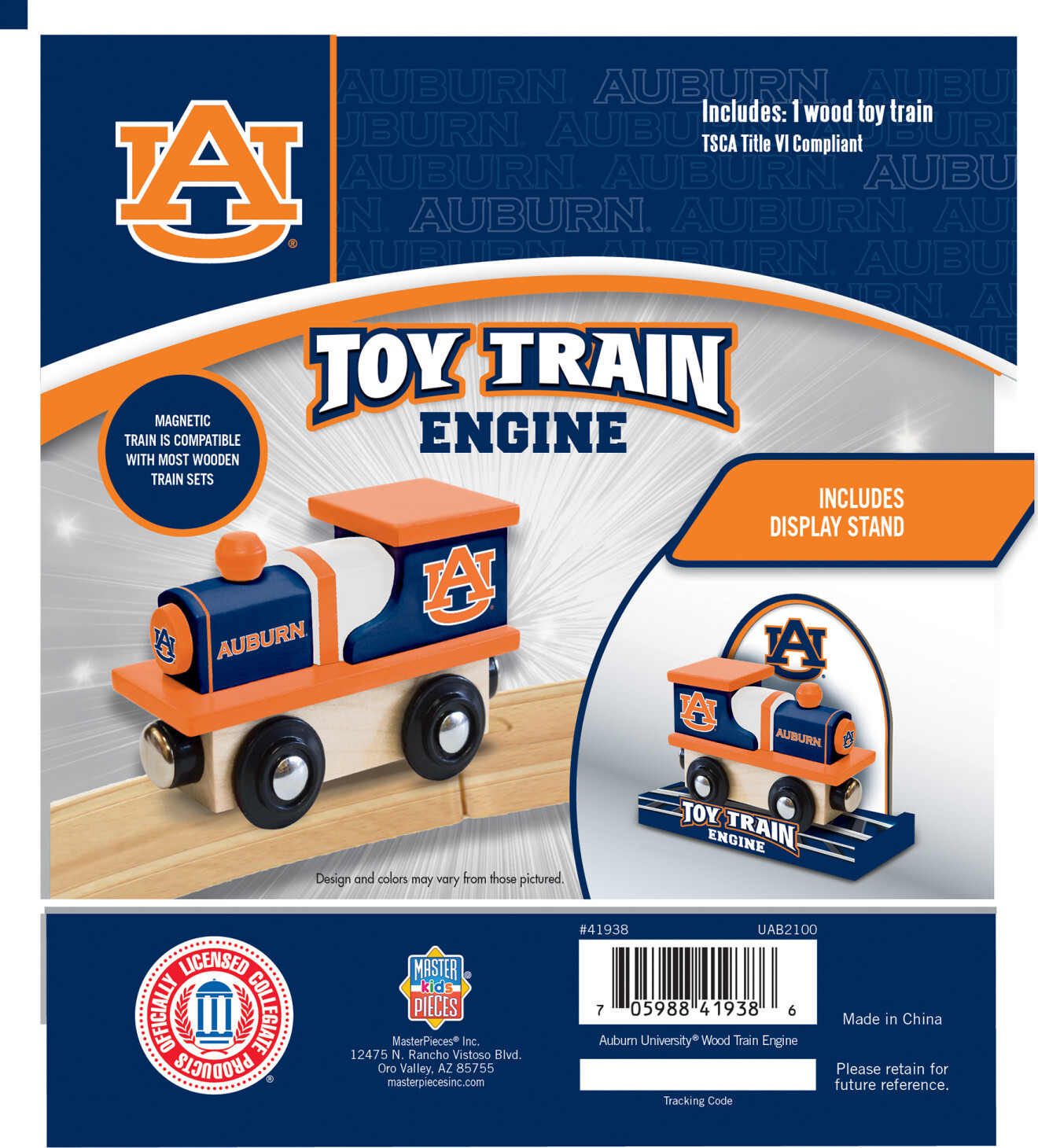 Auburn Tigers NCAA Wood Train Engine